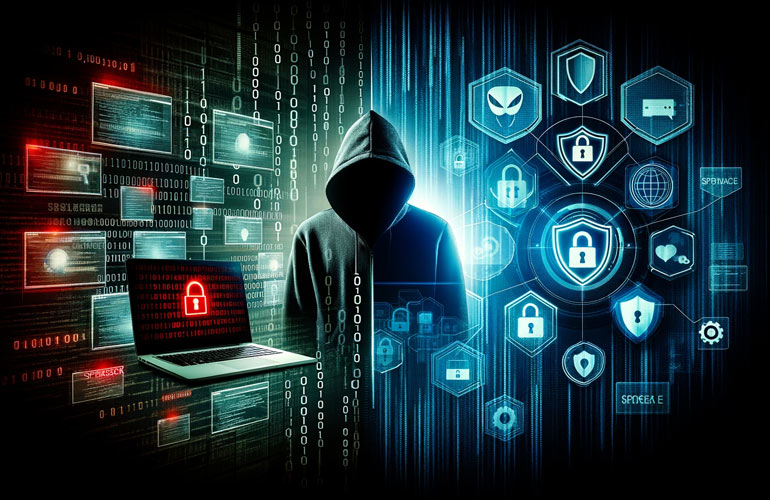 Dramatic image representing spyware and digital security