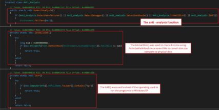Figure 19.0 Anti-analysis functions like IsSmallDisk() and IsXP()