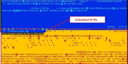 Figure 8.0 The embedded PE found when looking for strings inside of the OneNote file