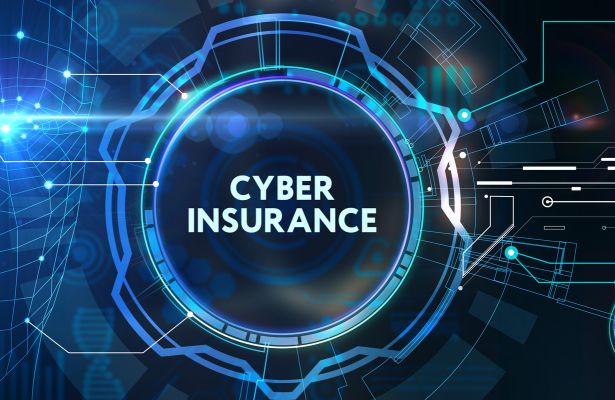 circles and patterns surrounding the word cyber insurance