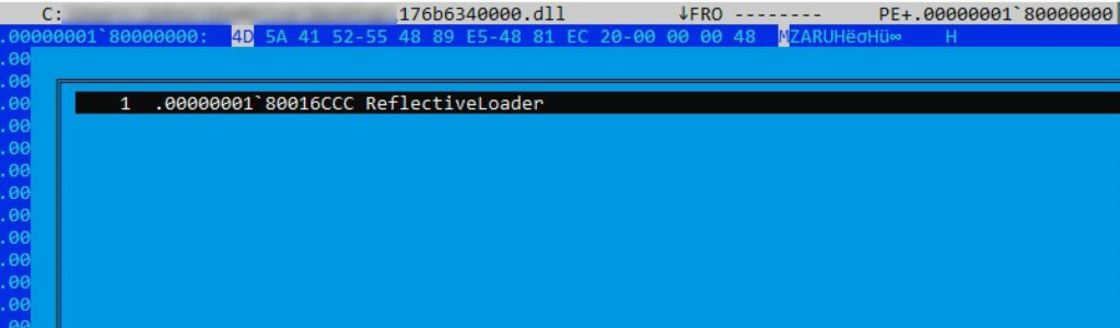 Figure 8.0 Dll export "ReflectiveLoader