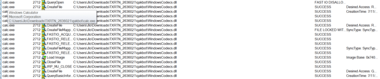 Figure 1.3 Exploited Calculator loads Malicious WindowsCodecs.dll