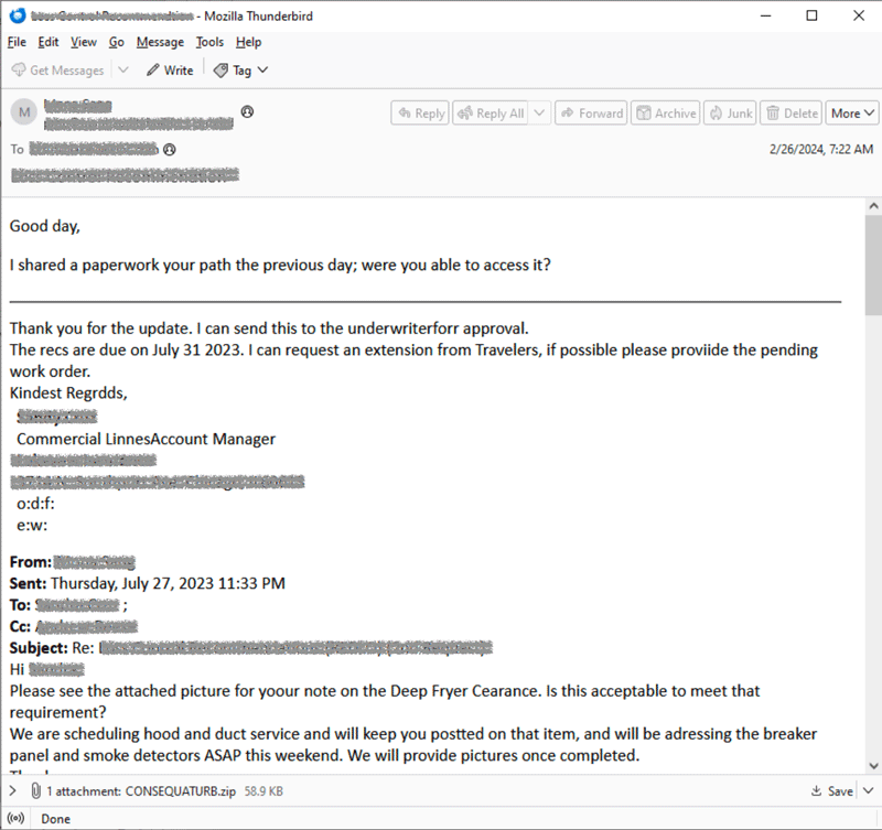 Figure 4. Sample Email with Two Malicious Attachments