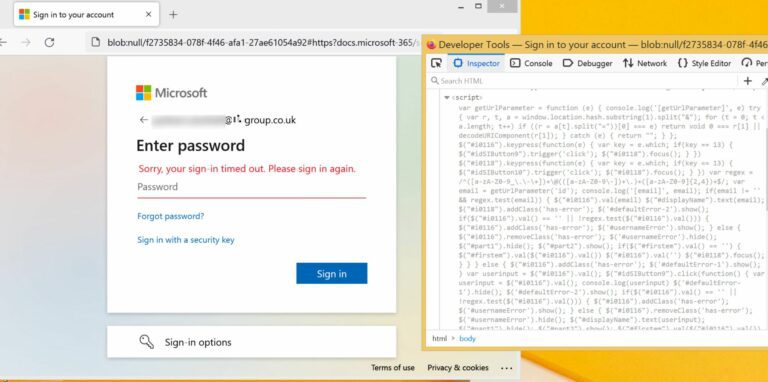 Figure 12.0 The redirected website and its javascript

