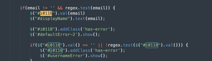 Function 15.0 The code function where the email address of the victim will be stored