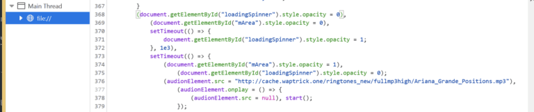 Figure 5.0 Codes for displaying the loading icon and the mp3 file