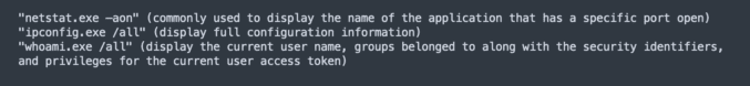 Figure 13.0 Commands to collect addition information of the victim’s machine