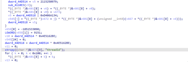 Figure 14.0 Code setting up the decryption Key threadId