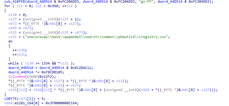Figure 15.0 Code to setting up the C2 configuration data
