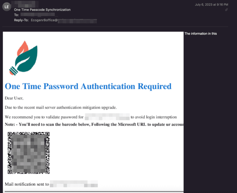 Figure 4.0 Quishing email example 2