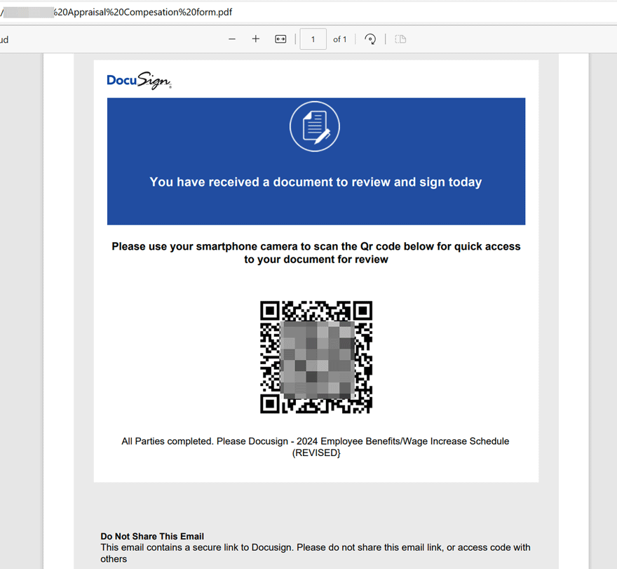 Figure 4.0 The PDF file containing the QR phishing/Quishing