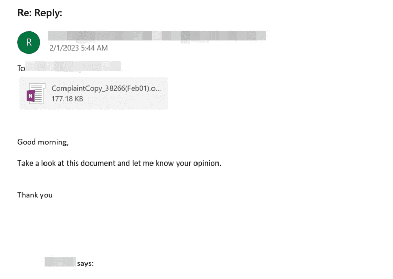 Figure 5.0 Malspam example 3