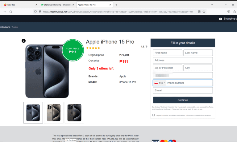 Figure 8.0 Redirecting to another page after clicking the Claim button