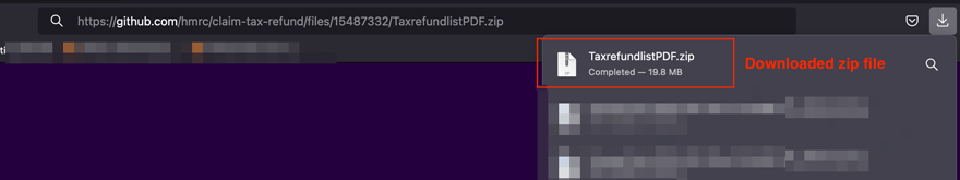 Figure 4.0 The downloaded zip file when clicking the github link