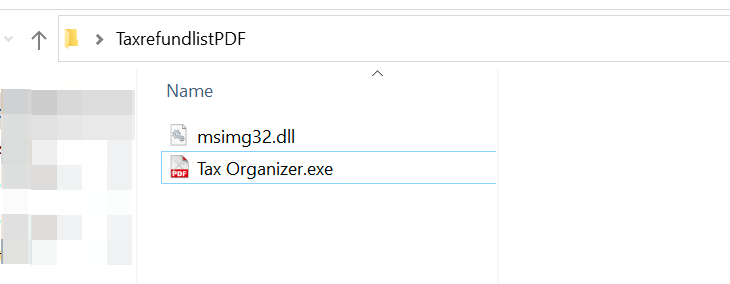 Figure 7.0 The Tax Organizer.exe and the msimg32.dll
