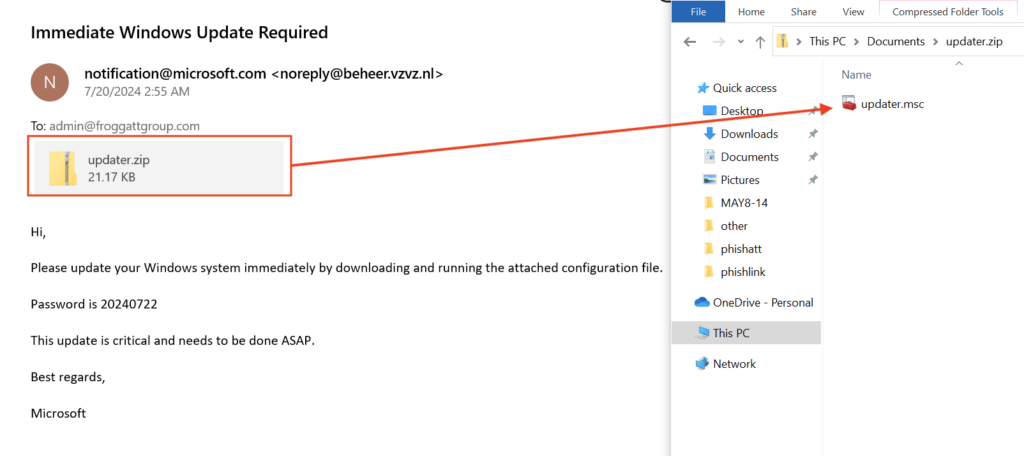 Figure 1.0 The spam email with a malicious attachment