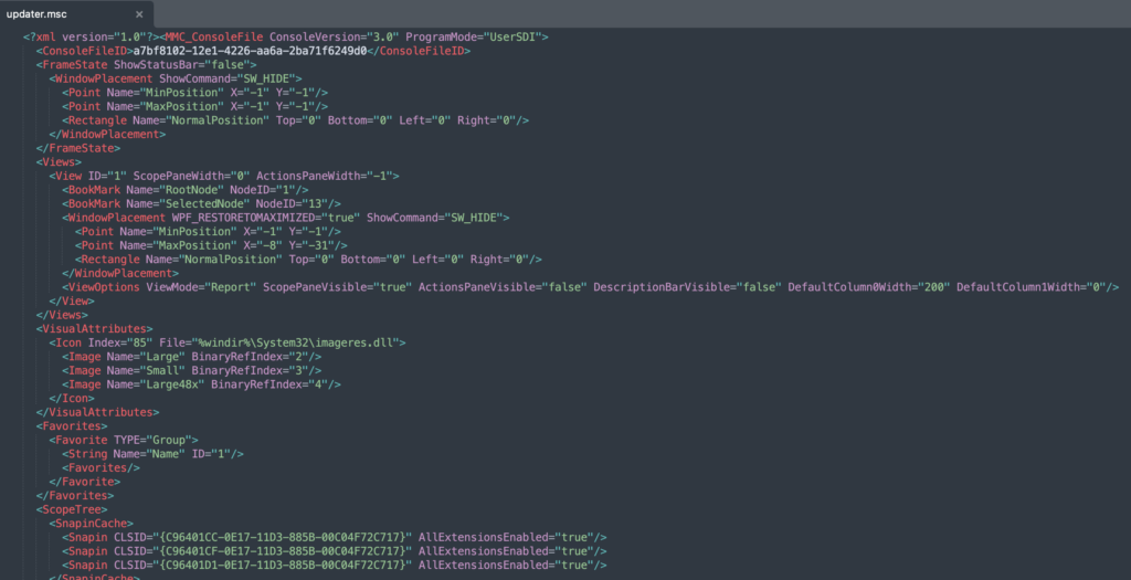 Figure 4.0 The .MSC file in the malicious email campaign 