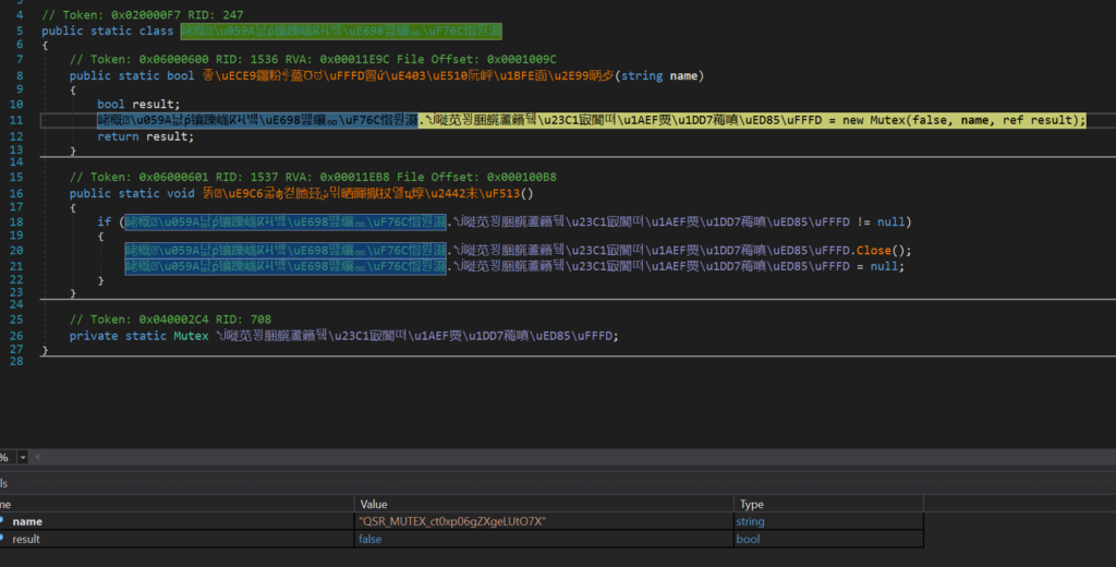 Figure 9.0 The creation of mutex