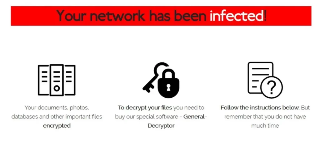 REvil ransomware message