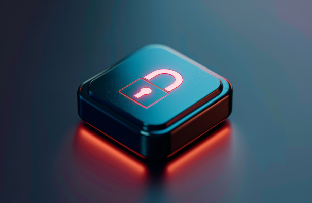 black shape resembling a box, with an image of a padlock on the top