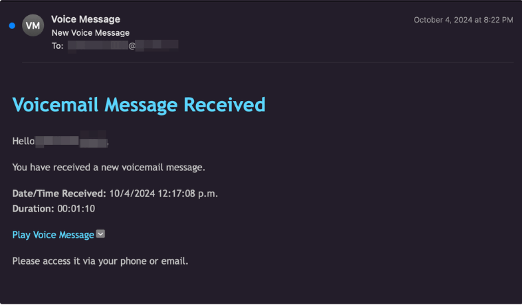 The phishing email