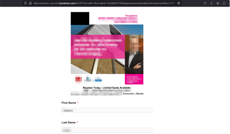 Example of legitimate Dynamics 365 Marketing Forms