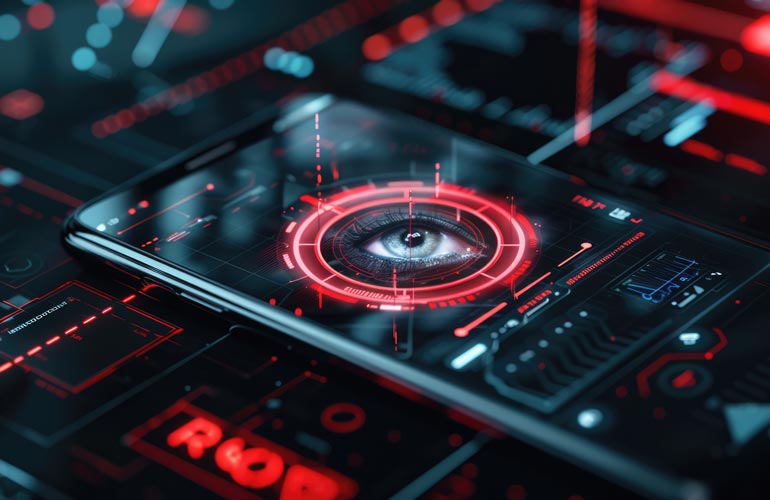 concept image: eye watching computer system