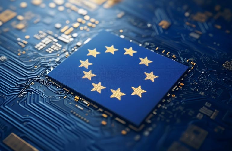 computer circuit board with EU emblem