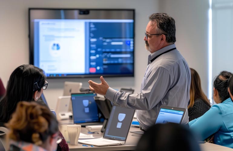 employees in a security awareness class