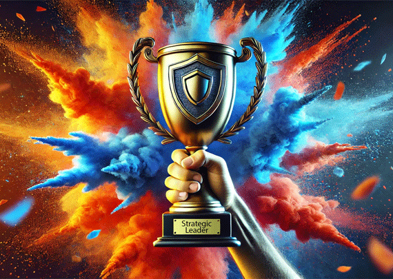 Hand holding Strategic Leader award