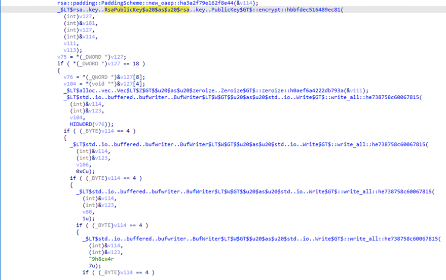 Encrypting the keys and appending a file extension