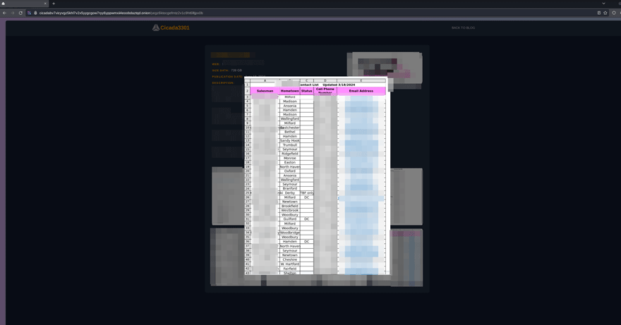 The leaked victim's data via screenshot