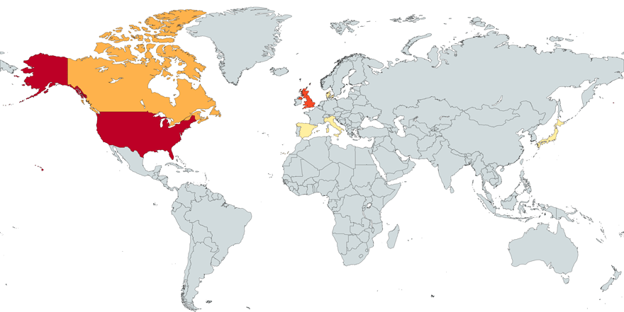 Cicada3301 ransomware's victim per country