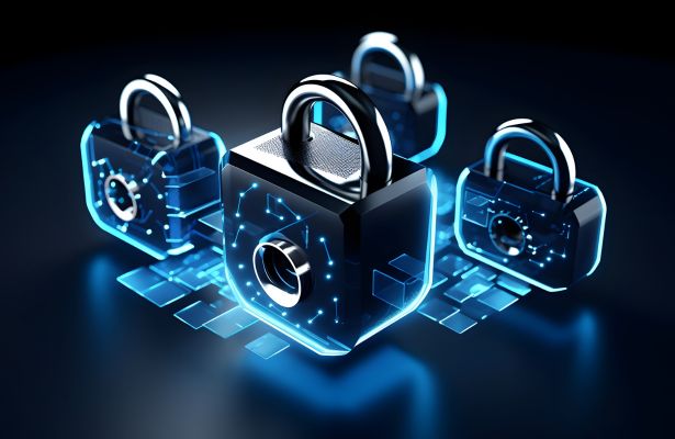 Four padlocks in close proximity highlighting the importance of multilayered cybersecurity defenses in a digital landscape