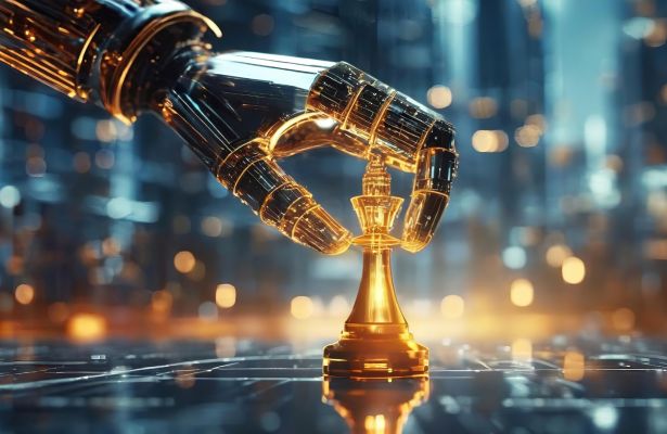 Robotic arm moving a chess piece