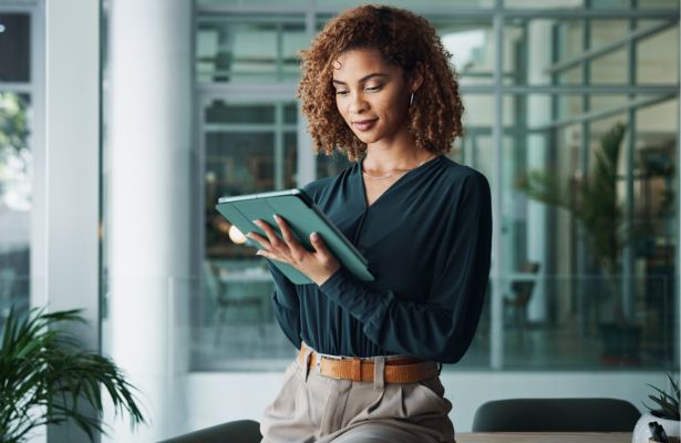 Business women looking at a tablet