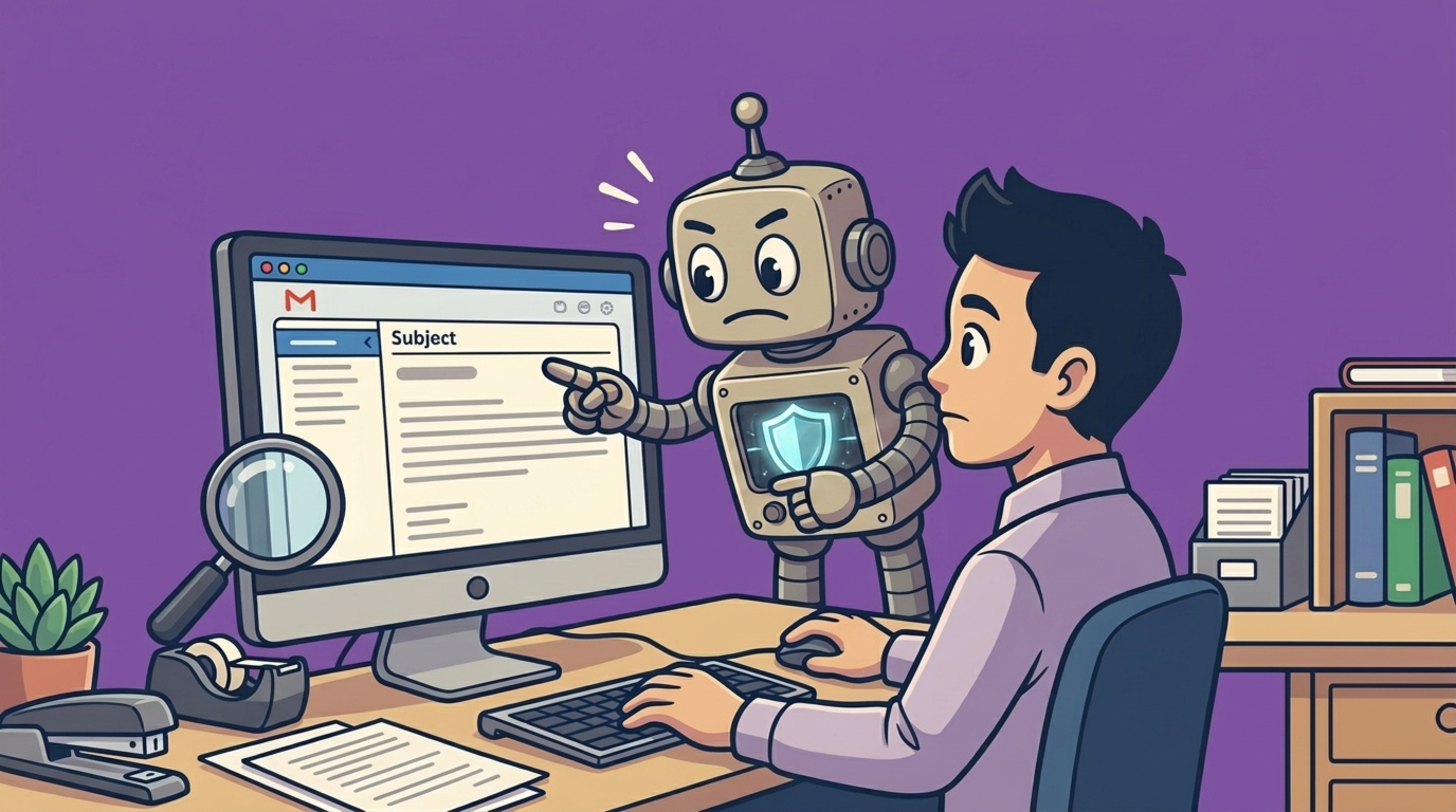 An employee reviewing a suspicious email before clicking