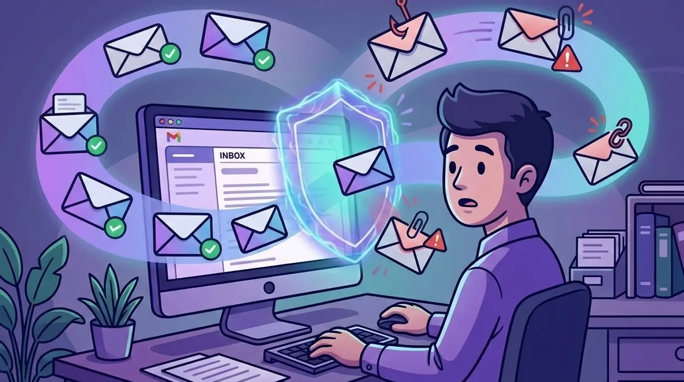 An employee stopping to verify a suspicious email before acting