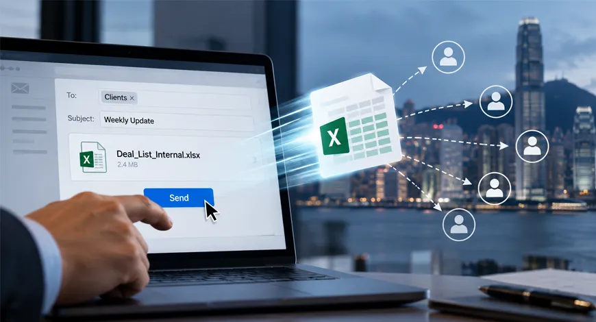 Illustration of an employee accidentally sending a confidential email attachment to external recipients